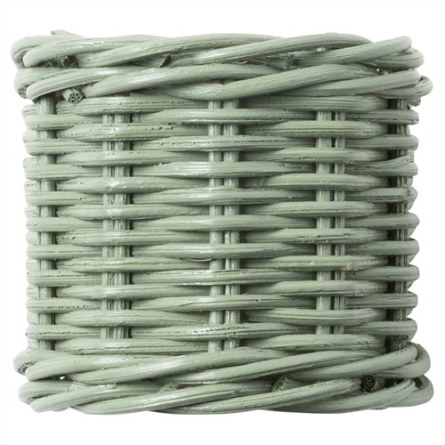 Annmarie Coastal Beach Pine Green Woven Rattan Woven Napkin Ring - Set of 4