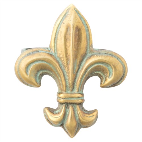 Louie French Country Antique Gold Brass Fleur De Lis Napkin Ring - Set of 4