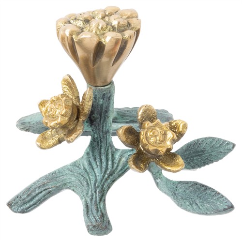 Bernadette French Country Patina Brass Floral Napkin Ring - Set of 4