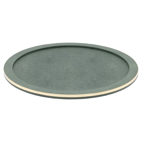 Langston Updated Traditional Juniper Faux Shagreen Round Tray