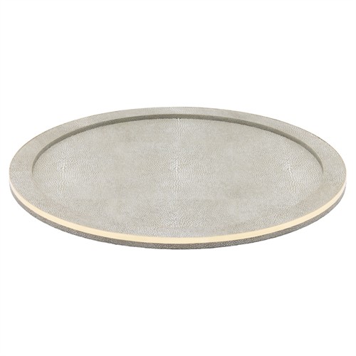 Langston Updated Traditional Sand Faux Shagreen Round Tray