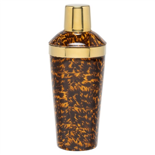 Maximilian Updated Traditional Brown Faux Tortoise Cocktail Shaker