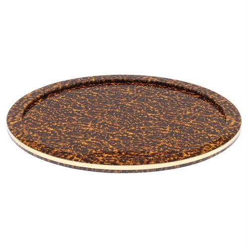 Maximilian Updated Traditional Brown Faux Tortoise Round Tray