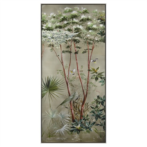 John Richard Montrose Vignette Green Botanical Silver Frame Painting I - 90x41