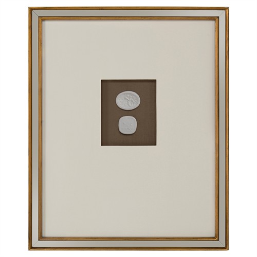 John Richard Mahogany White Intaglio Gold Frame Mixed Media IV - 22x18
