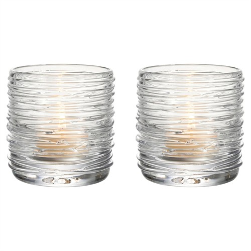Simon Pearce Echo Lake Modern Classic Glass Tealight Candleholder - Set of 2