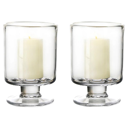 Simon Pearce Nantucket French Country Glass Hurricane Candleholder - Set of 2