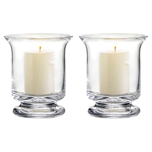 Simon Pearce Revere French Country Glass Hurricane Candleholder - Set of 2