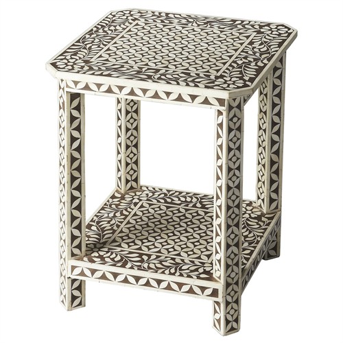 Clio Modern Classic Brown Cream Bone Inlay Side Table