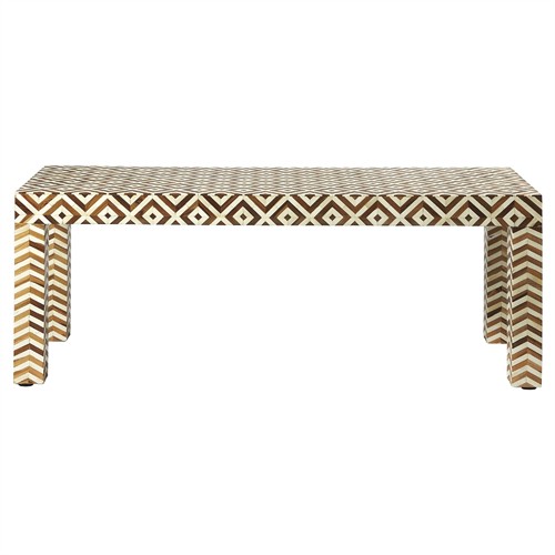 Odin Modern Classic Brown Cream Bone Inlay Bench