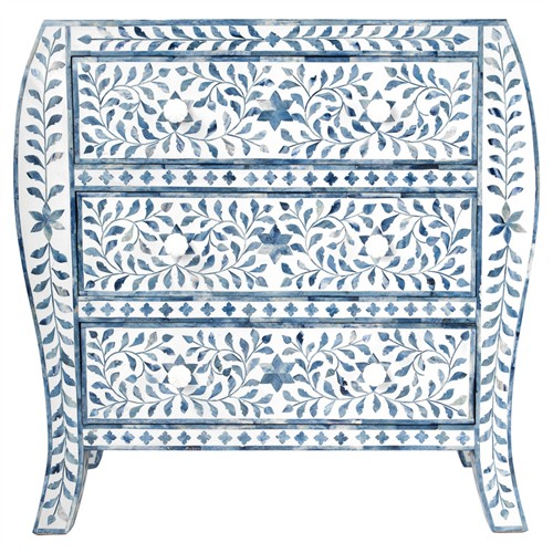 Casimir Coastal Beach Blue White Bone Inlay Dresser