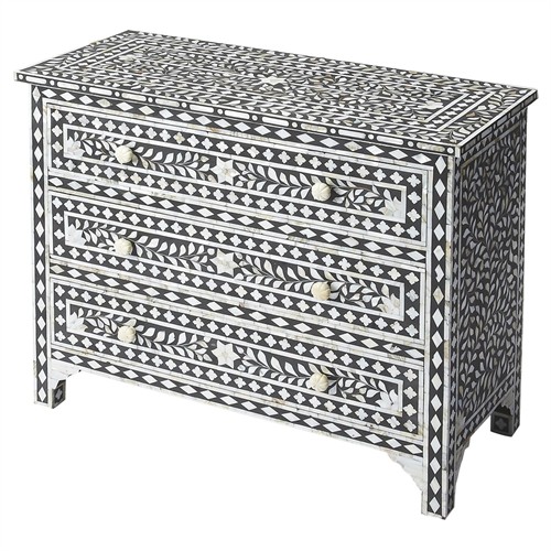 Vivianna Modern Classic Black White Mother Of Pearl Dresser