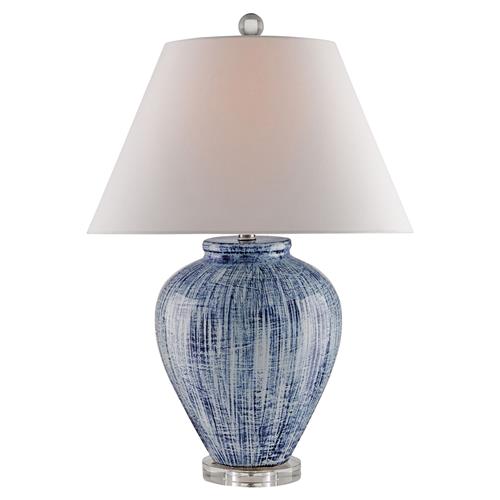 Leala Coastal Boho Hand Glazed Blue Ceramic Table Lamp