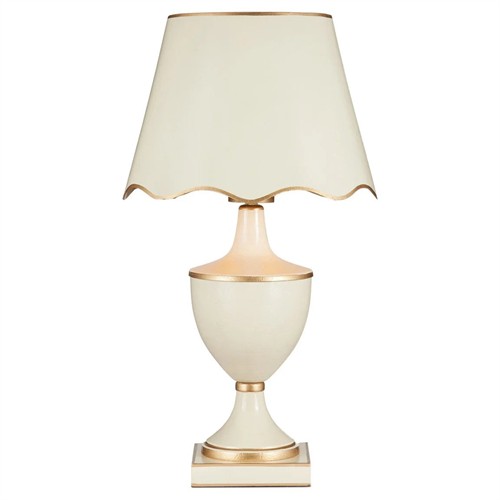 Mariette French Country Cream Scalloped Cordless Table Lamp