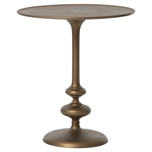 Lupe Industrial Loft Brass Aluminum Matchstick Pedestal Round Side End Table