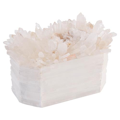 John-Richard Budir Coastal White Quartz Selenite Crystal Encrusted Box
