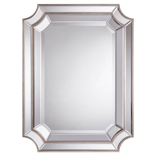 John-Richard Antoinette Regency Double Tiered Beveled Edge Silver Wall Mirror