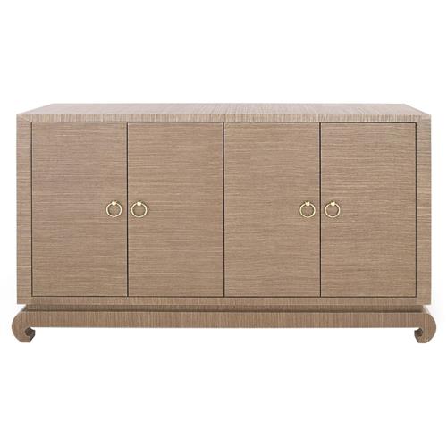 Meredith Regency Brown Grasscloth Chow Cabinet