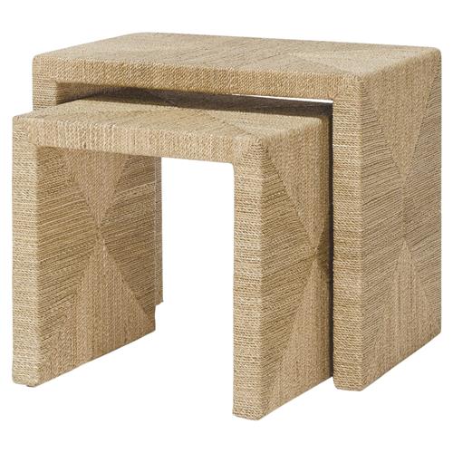 Palecek Woodside Natural Seagrass Rope Nesting Tables - Pair
