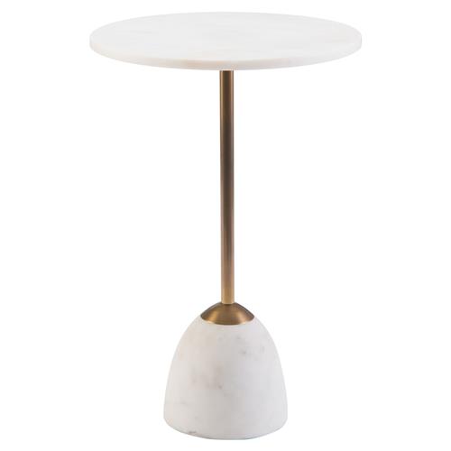 John-Richard Noma Regency Modern White Marble Brass Martini Table