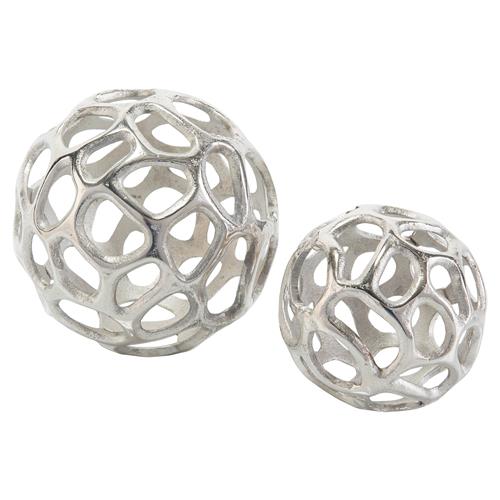 John-Richard Organic Silver Sculptural Orbs - Pair