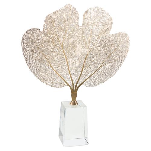 John-Richard Brass Sea Fan Coastal Modern Crystal Sculpture