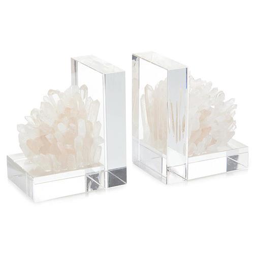 John-Richard Quartz Cluster Clear Crystal Bookends - Pair