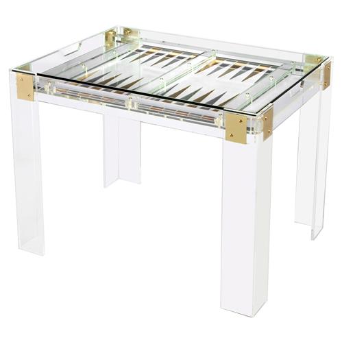 Pierre Modern Acrylic Brass Hinge Backgammon Table