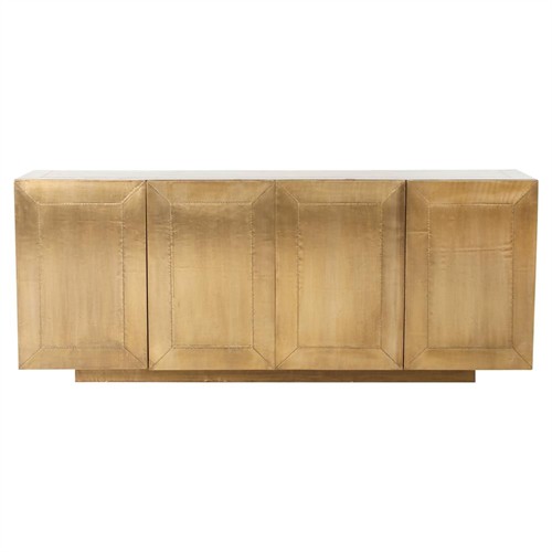 Ketzia Hollywood Regency Aged Brass Mango Veneer Sideboard