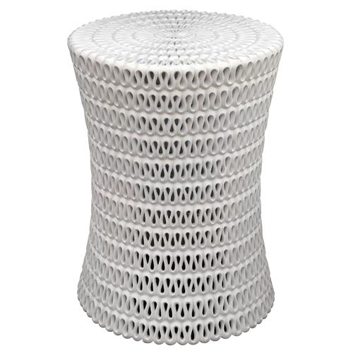 Pipa Ribboned White Resin End Table