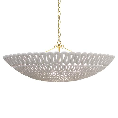 Pipa Modern Frost White Brass Hardware Ribbon Bowl Chandelier