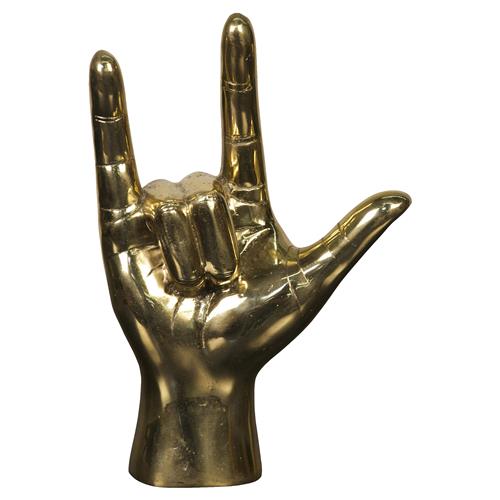 Farella Industrial Loft Brass I Love You Hand Sculpture