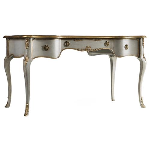 Babel French Country Grey Wood Gold Accent Writing Desk