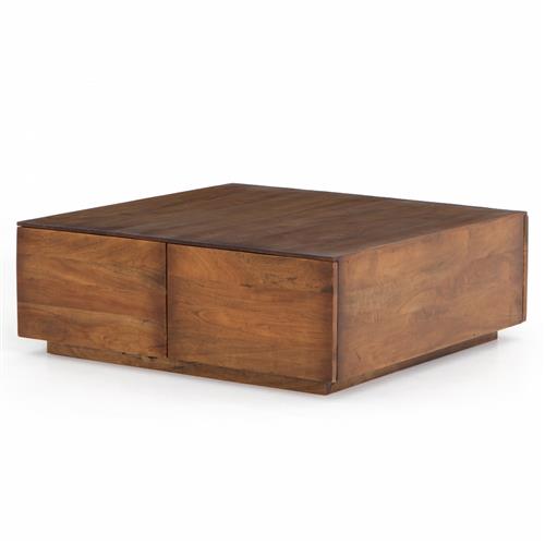 Scarlett Rustic Brown Reclaimed Wood Square Storage Coffee Table