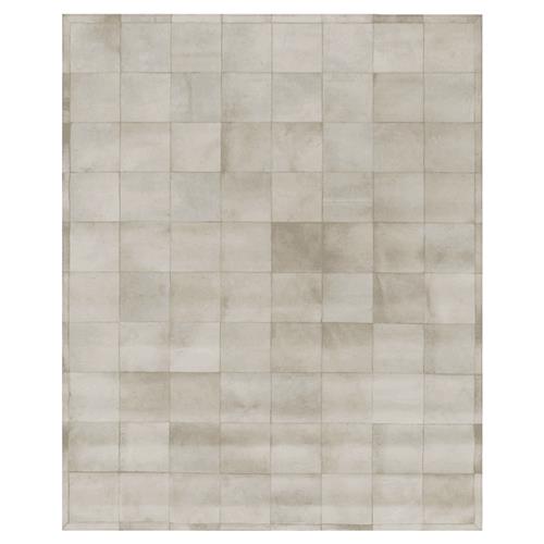 Natural Hide Modern Classic Square Pattern Beige Grey Rug - 5x8