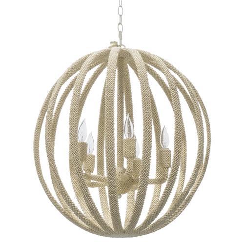 Palecek Madera Coastal Beach White Coco Beaded Round Chandelier