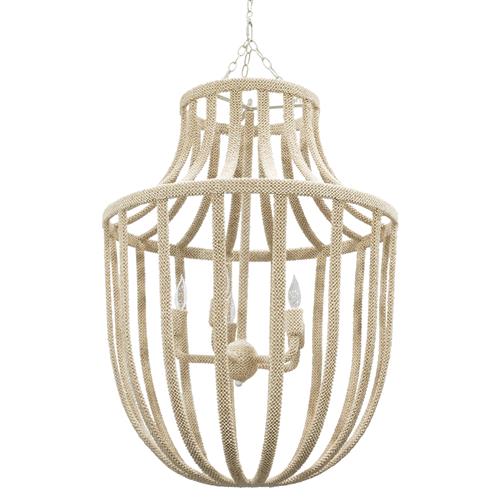 Palecek Paloma Coastal Beach White Coco Beaded Chandelier