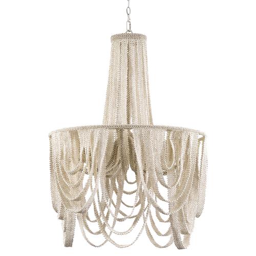 Palecek Selita Coastal Beach White Coco Beaded Chandelier