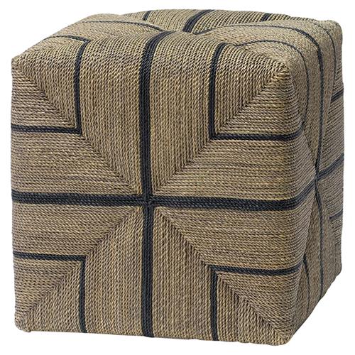 Palecek Fritz Coastal Beach Hand Twisted Lampakanai Rope Square Ottoman