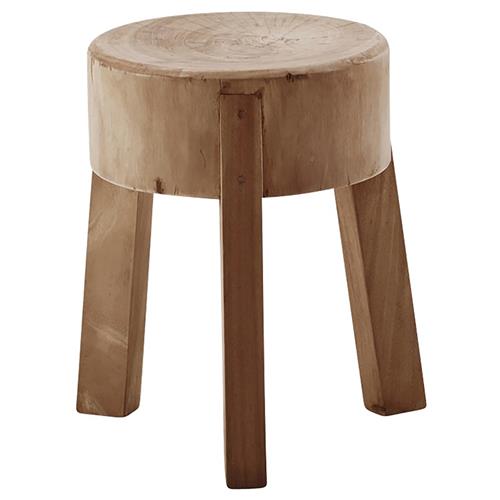 Noelle Rustic Lodge Brown Reclaimed Suar Wood Round Stool