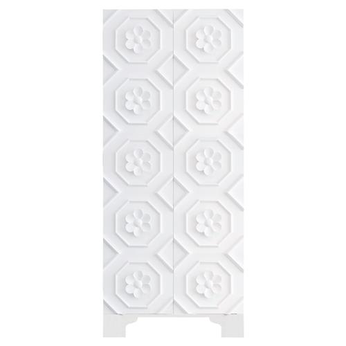 Tyrol French Country White Hardwood Flower Detail 2 Door Armoire