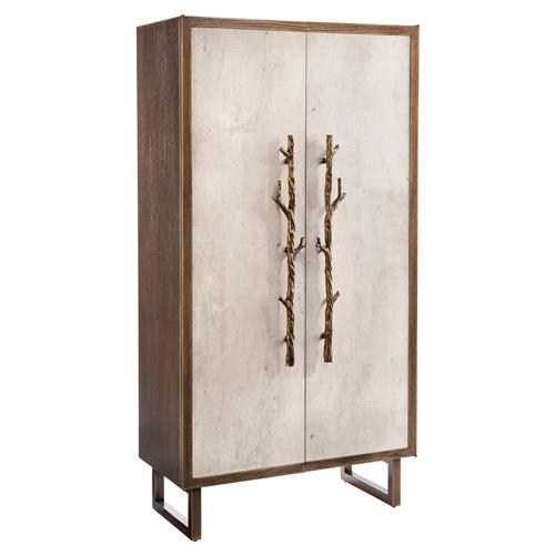 John-Richard Hallwood Rustic Lodge Golden Oak Case Branch Handle Wardrobe