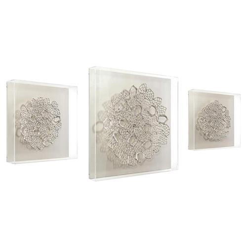 John-Richard Silver Laced Grey-Silver Abstract Silver Frame Mixed Media