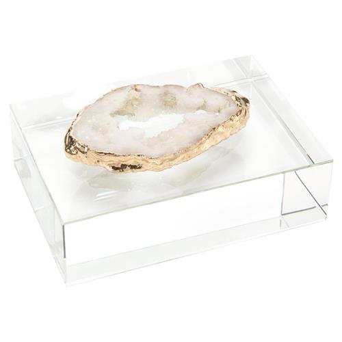 John-Richard Modern Classic White Geode on Crystal Block