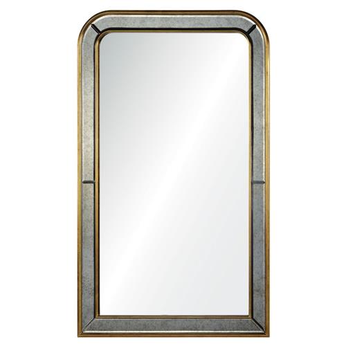 Vera Hollywood Regency Burnished Gold Leaf Wood Rectangular Wall Mirror