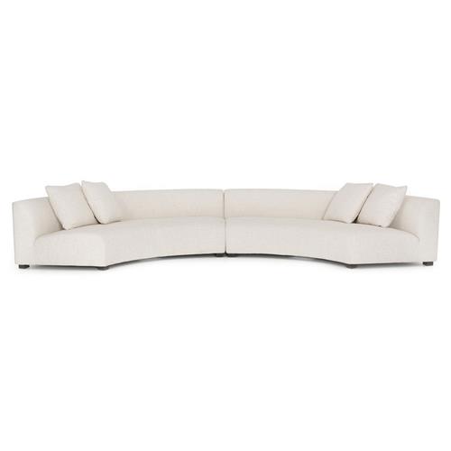 Zoe Modern White Performance Black Birch Wood 2 Piece Curved Sectional - 176&quot;Wx67&quot;D