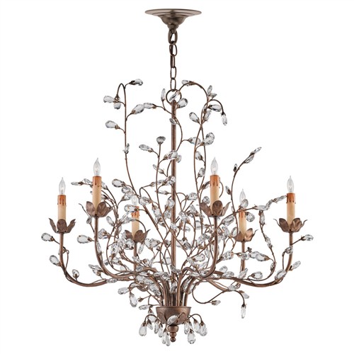 Brietta French Country Gold Iron Crystal Bud Chandelier - Medium
