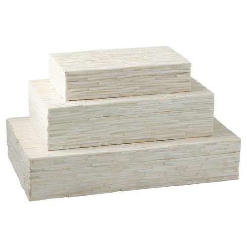 Tallulah Modern Classic Rectangular Beige Bone Decorative Box - Small