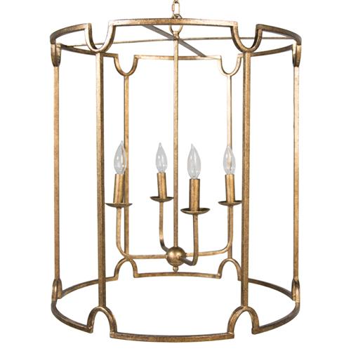 Stella Modern Drum Shape Horseshoe Pattern Antique Gold Chandelier