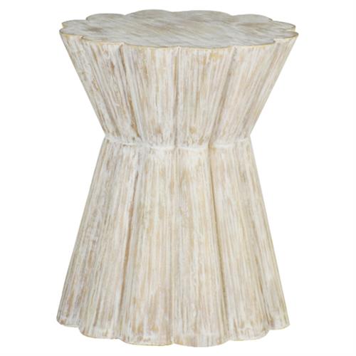 Annie Modern Classic Round Faceted White Resin Side Table